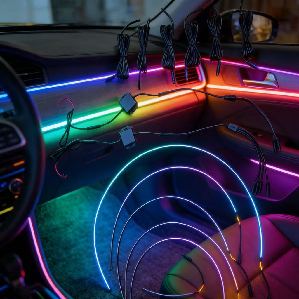 XTSDD Car Interior Ambient Lights,18 in 1 128 Colorful LED Acrylic Fiber Optic Strip