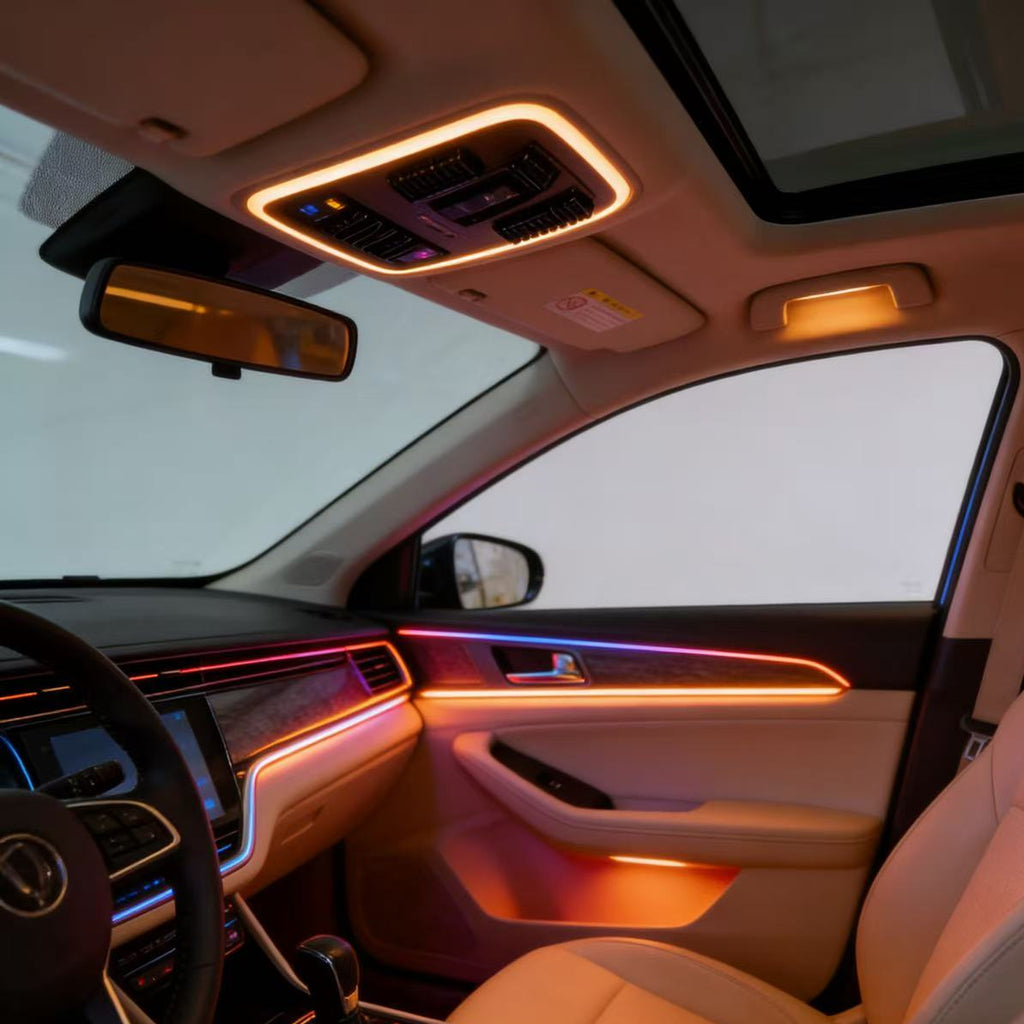 XTSDD Car Interior Ambient Lights,18 in 1 128 Colorful LED Acrylic Fiber Optic Strip