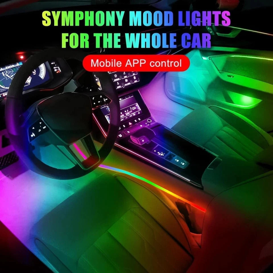 XTSDD Car Interior Ambient Lights,18 in 1 128 Colorful LED Acrylic Fiber Optic Strip