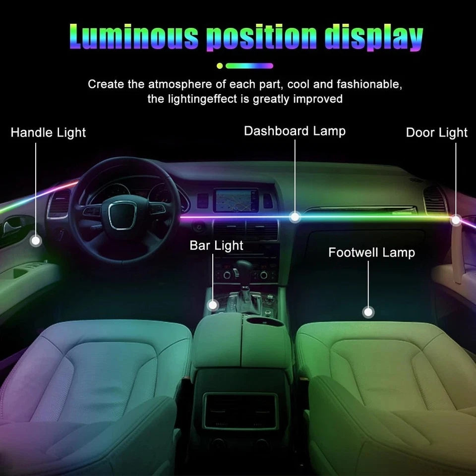 XTSDD Car Interior Ambient Lights,18 in 1 128 Colorful LED Acrylic Fiber Optic Strip